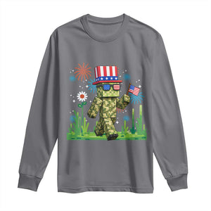 4th Of July Gamer Long Sleeve Shirt Pixel Art US Flag Gaming