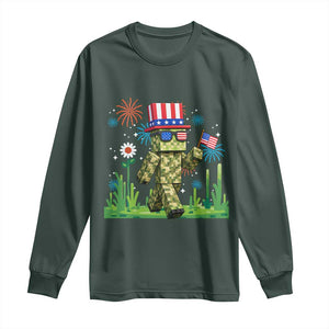 4th Of July Gamer Long Sleeve Shirt Pixel Art US Flag Gaming