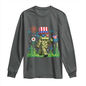 4th Of July Gamer Long Sleeve Shirt Pixel Art US Flag Gaming
