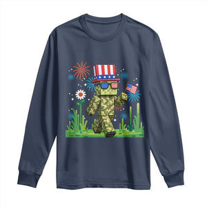 4th Of July Gamer Long Sleeve Shirt Pixel Art US Flag Gaming