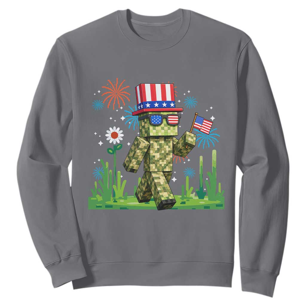 4th Of July Gamer Sweatshirt Pixel Art US Flag Gaming