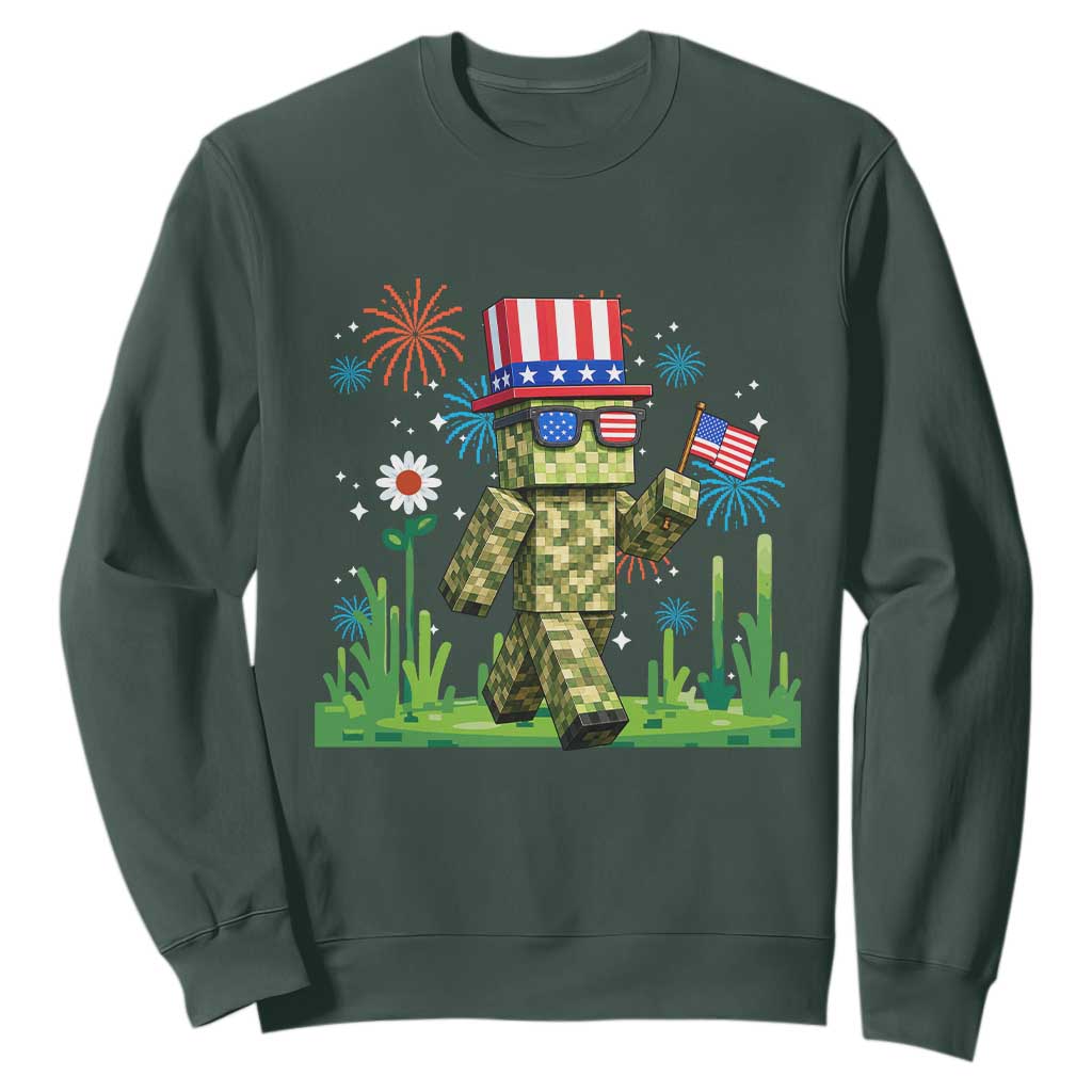 4th Of July Gamer Sweatshirt Pixel Art US Flag Gaming