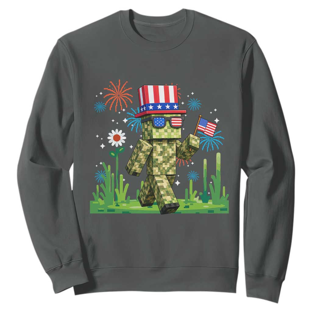 4th Of July Gamer Sweatshirt Pixel Art US Flag Gaming