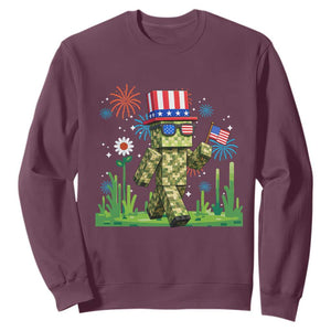 4th Of July Gamer Sweatshirt Pixel Art US Flag Gaming
