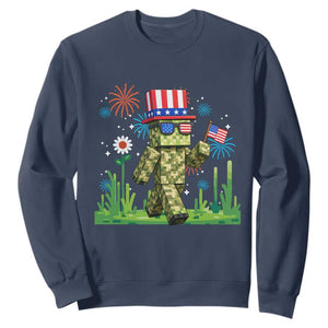 4th Of July Gamer Sweatshirt Pixel Art US Flag Gaming