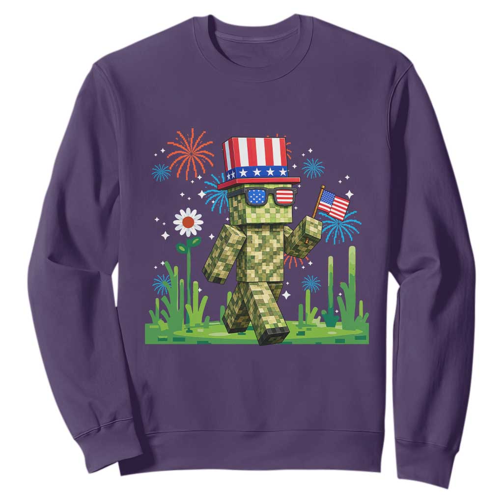 4th Of July Gamer Sweatshirt Pixel Art US Flag Gaming