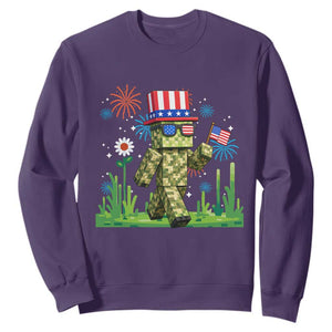 4th Of July Gamer Sweatshirt Pixel Art US Flag Gaming