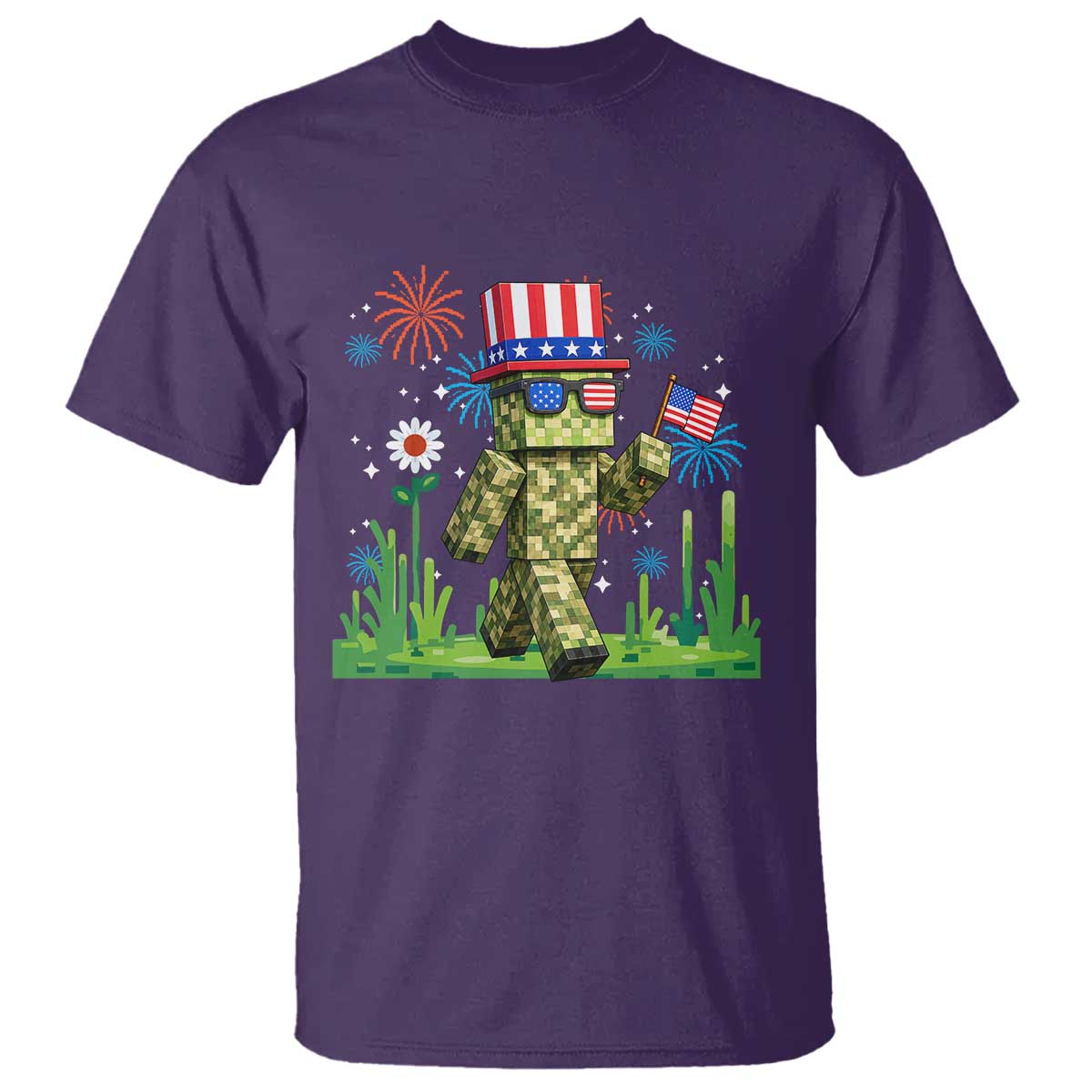 4th Of July Gamer T Shirt Pixel Art US Flag Gaming