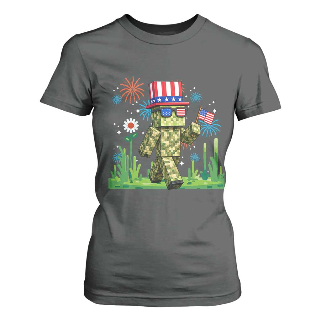 4th Of July Gamer T Shirt For Women Pixel Art US Flag Gaming
