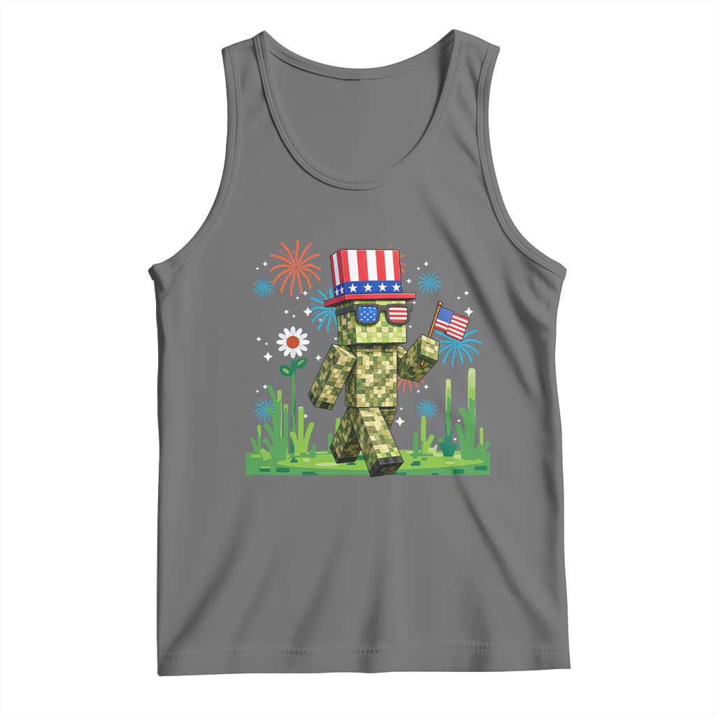 4th Of July Gamer Tank Top Pixel Art US Flag Gaming