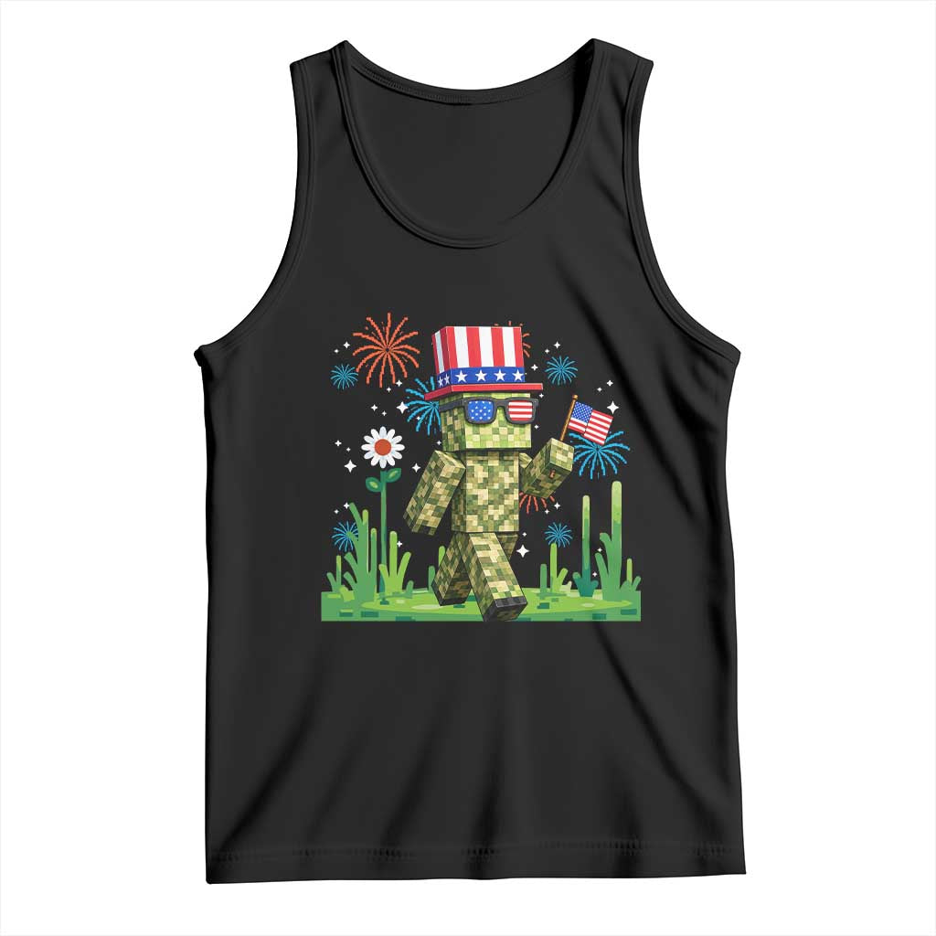 4th Of July Gamer Tank Top Pixel Art US Flag Gaming