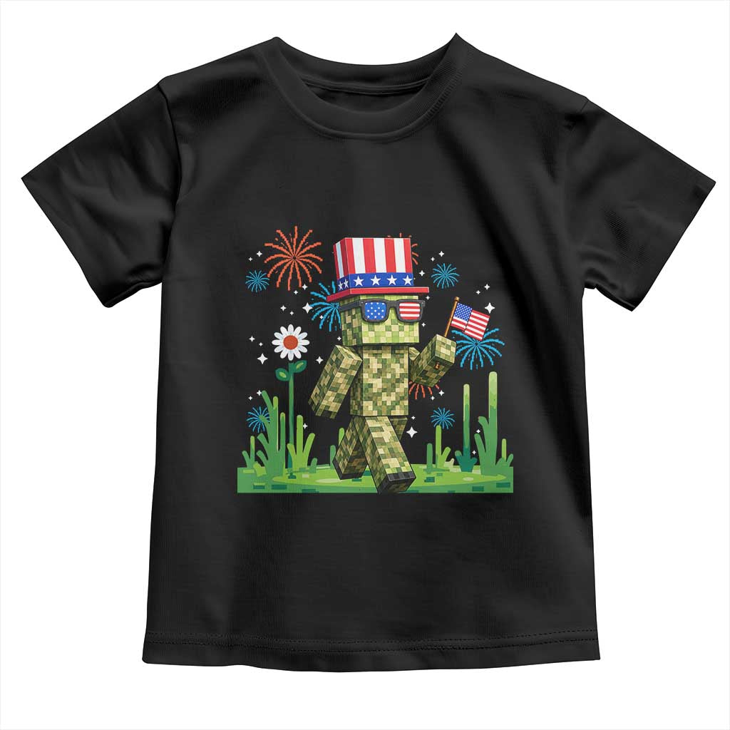 4th Of July Gamer Toddler T Shirt Pixel Art US Flag Gaming