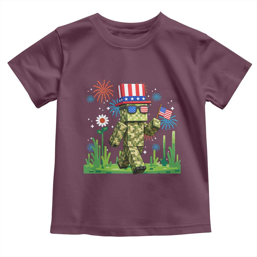 4th Of July Gamer Toddler T Shirt Pixel Art US Flag Gaming