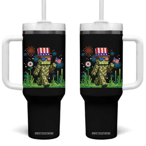 4th Of July Gamer Tumbler With Handle Pixel Art US Flag Gaming