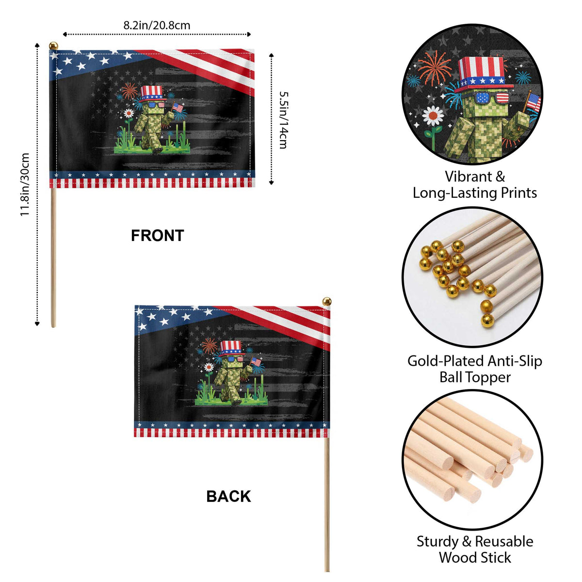 4th Of July Gamer Patriotic Handheld Flag Pixel Art US Flag Gaming TS12 Print Your Wear