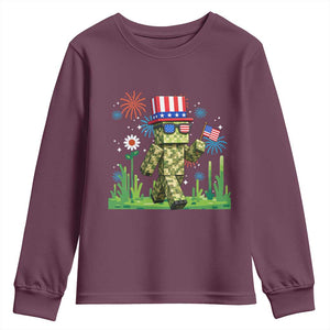 4th Of July Gamer Youth Sweatshirt Pixel Art US Flag Gaming