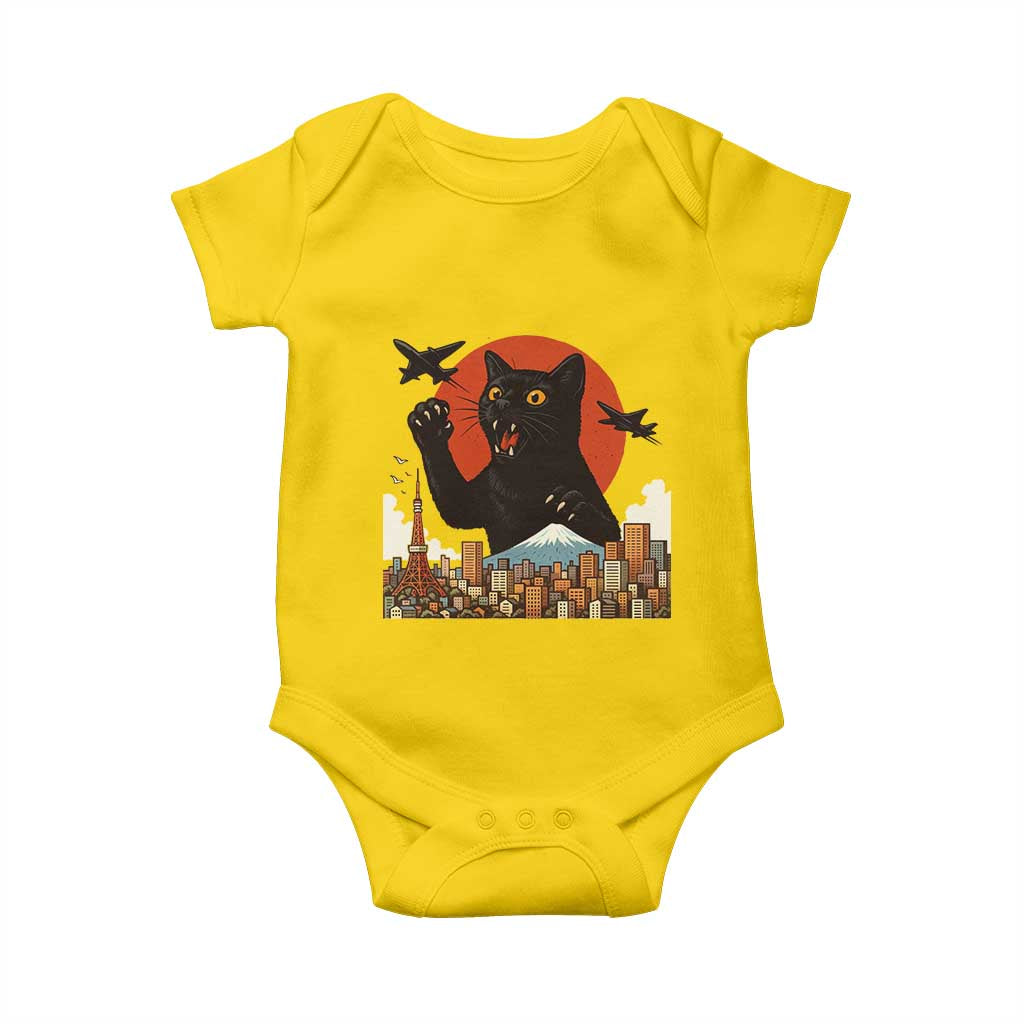 Funny Giant Cat Monster Roaring Tokyo Japan Baby Onesie TS12 Daisy Print Your Wear