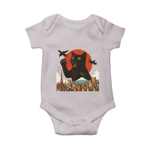 Funny Giant Cat Monster Roaring Tokyo Japan Baby Onesie TS12 Ice Gray Print Your Wear