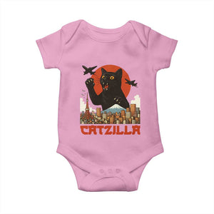 Catzilla Baby Onesie Funny Giant Cat Monster Roaring Tokyo Japan TS12 Light Pink Print Your Wear