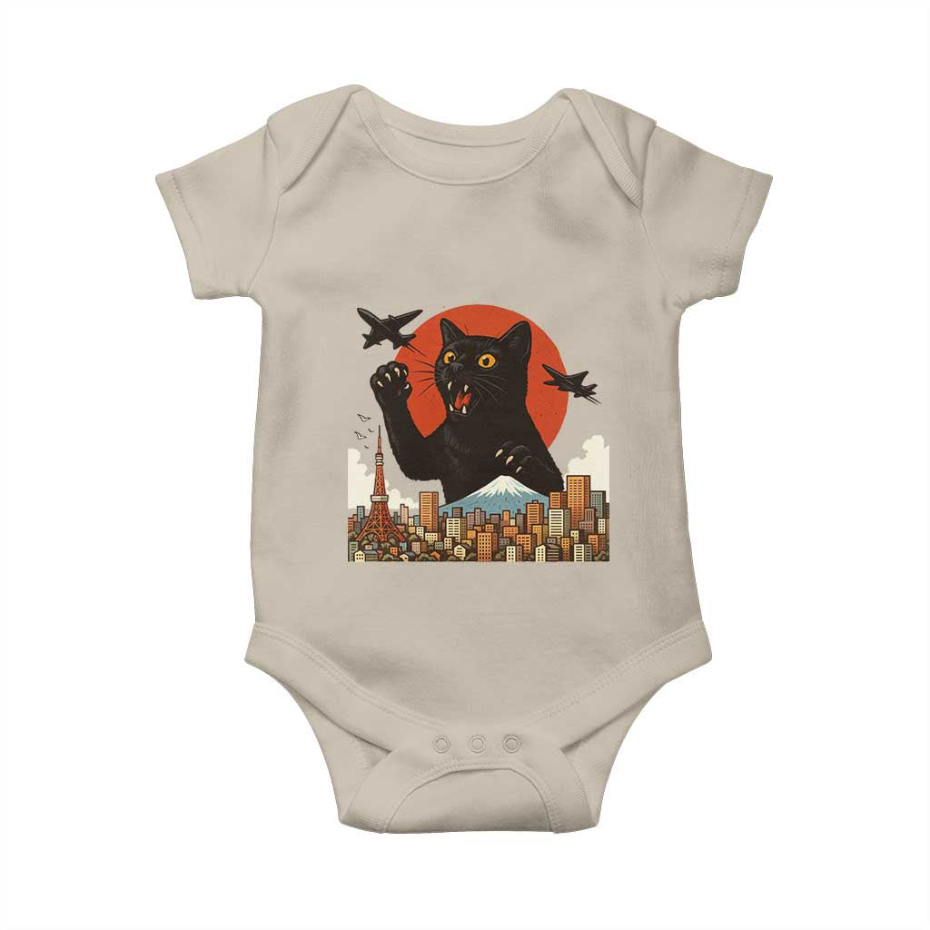 Funny Giant Cat Monster Roaring Tokyo Japan Baby Onesie TS12 Sand Print Your Wear