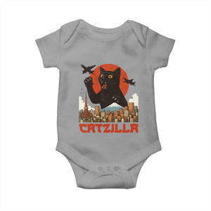 Catzilla Baby Onesie Funny Giant Cat Monster Roaring Tokyo Japan TS12 Sport Gray Print Your Wear
