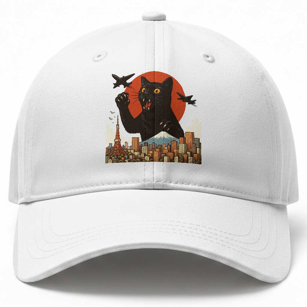 Funny Giant Cat Monster Roaring Tokyo Japan Baseball Cap TS12 Print Your Wear