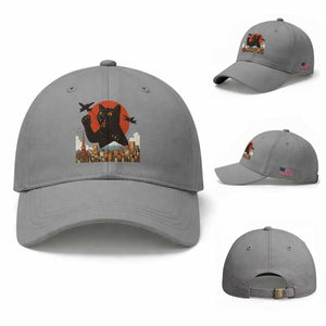 Funny Giant Cat Monster Roaring Tokyo Japan Baseball Cap TS12 Baseball Cap Universal Fit Sport Gray Print Your Wear