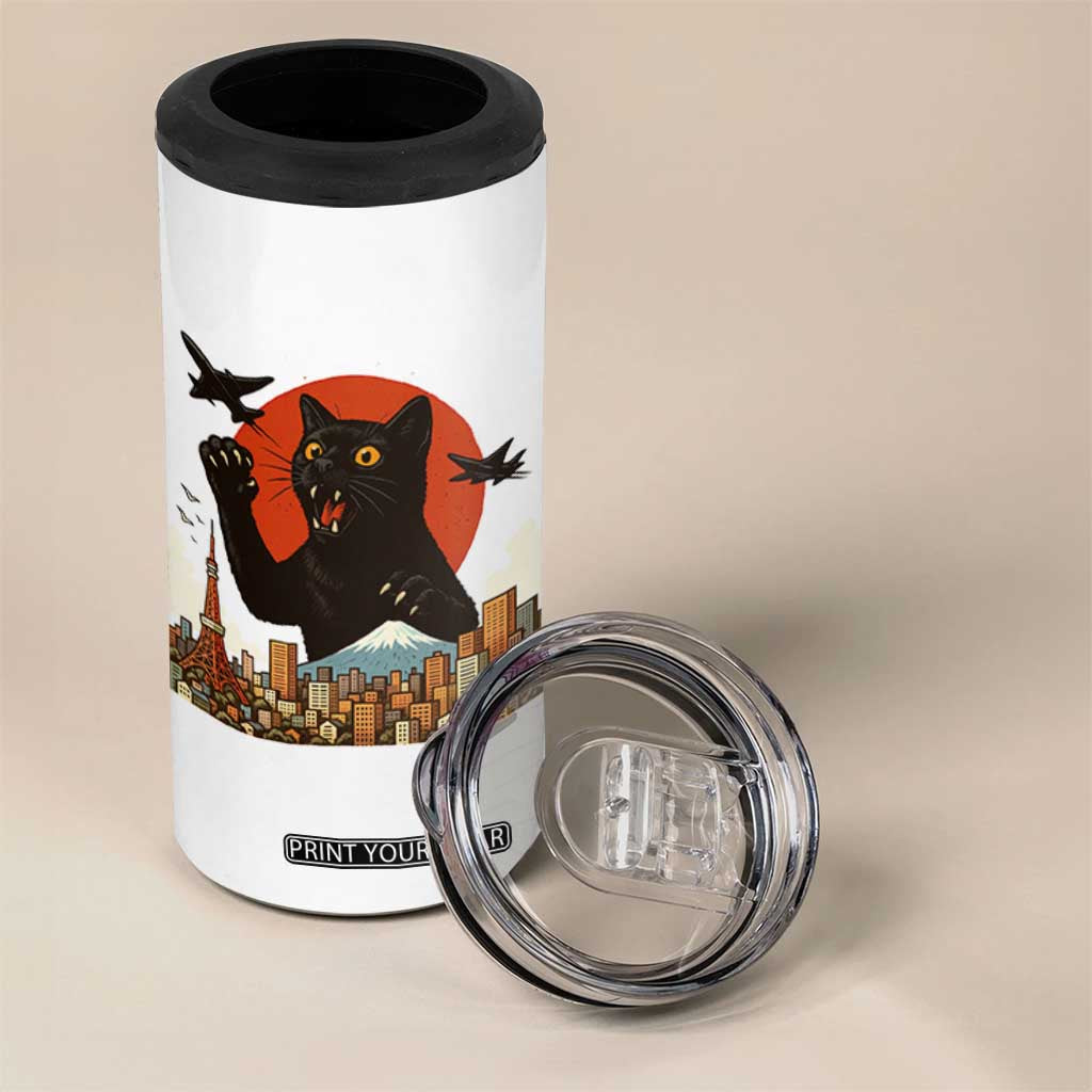Funny Giant Cat Monster Roaring Tokyo Japan 4 in 1 Can Cooler Tumbler TS12 Print Your Wear