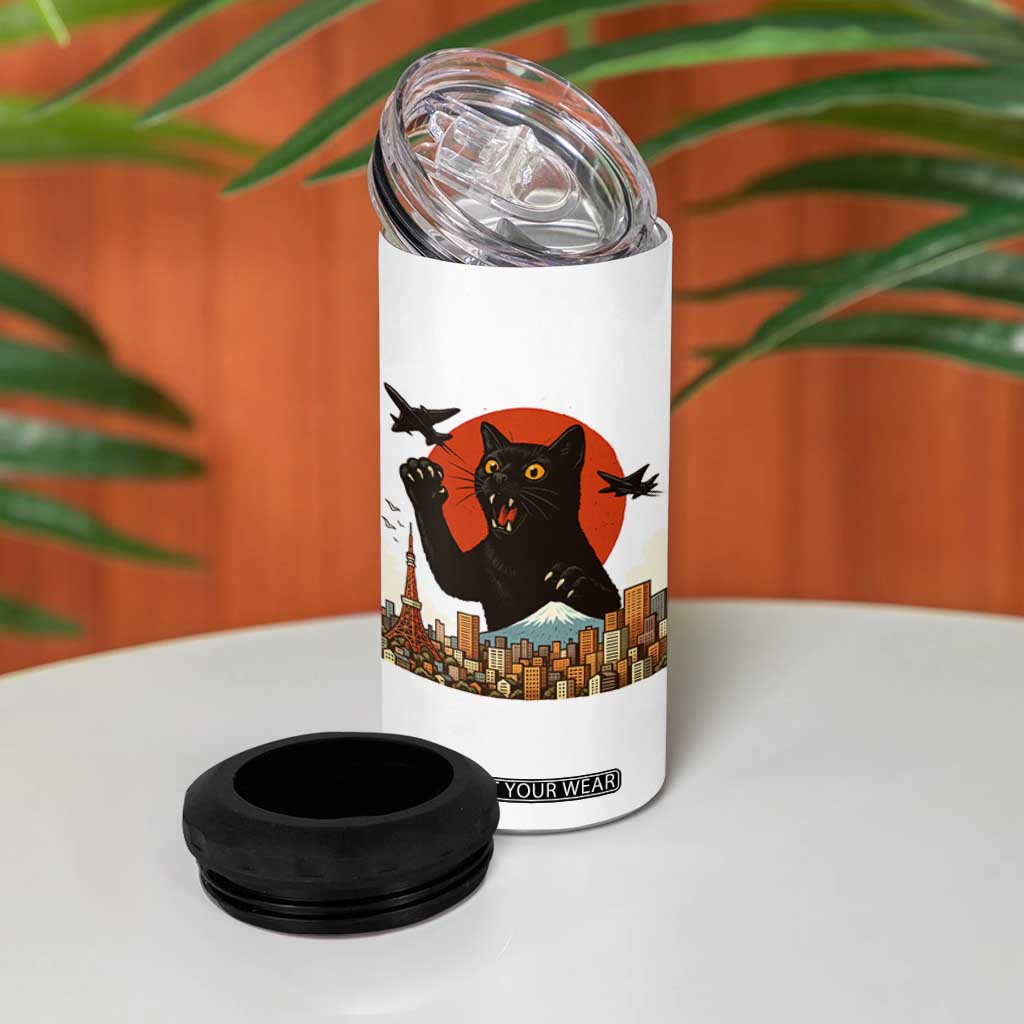 Funny Giant Cat Monster Roaring Tokyo Japan 4 in 1 Can Cooler Tumbler TS12 Print Your Wear