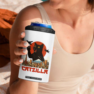 Catzilla 4 in 1 Can Cooler Tumbler Funny Giant Cat Monster Roaring Tokyo Japan TS12 Print Your Wear