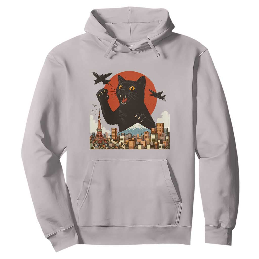 Funny Giant Cat Monster Roaring Tokyo Japan Hoodie TS12 Ice Gray Print Your Wear
