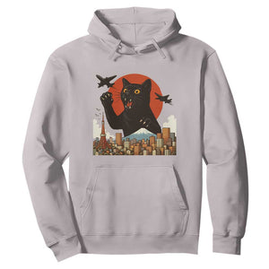 Funny Giant Cat Monster Roaring Tokyo Japan Hoodie TS12 Ice Gray Print Your Wear