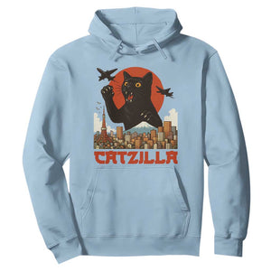 Catzilla Hoodie Funny Giant Cat Monster Roaring Tokyo Japan TS12 Light Blue Print Your Wear