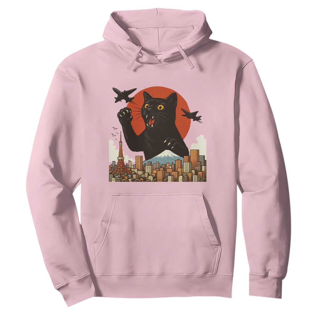 Funny Giant Cat Monster Roaring Tokyo Japan Hoodie TS12 Light Pink Print Your Wear