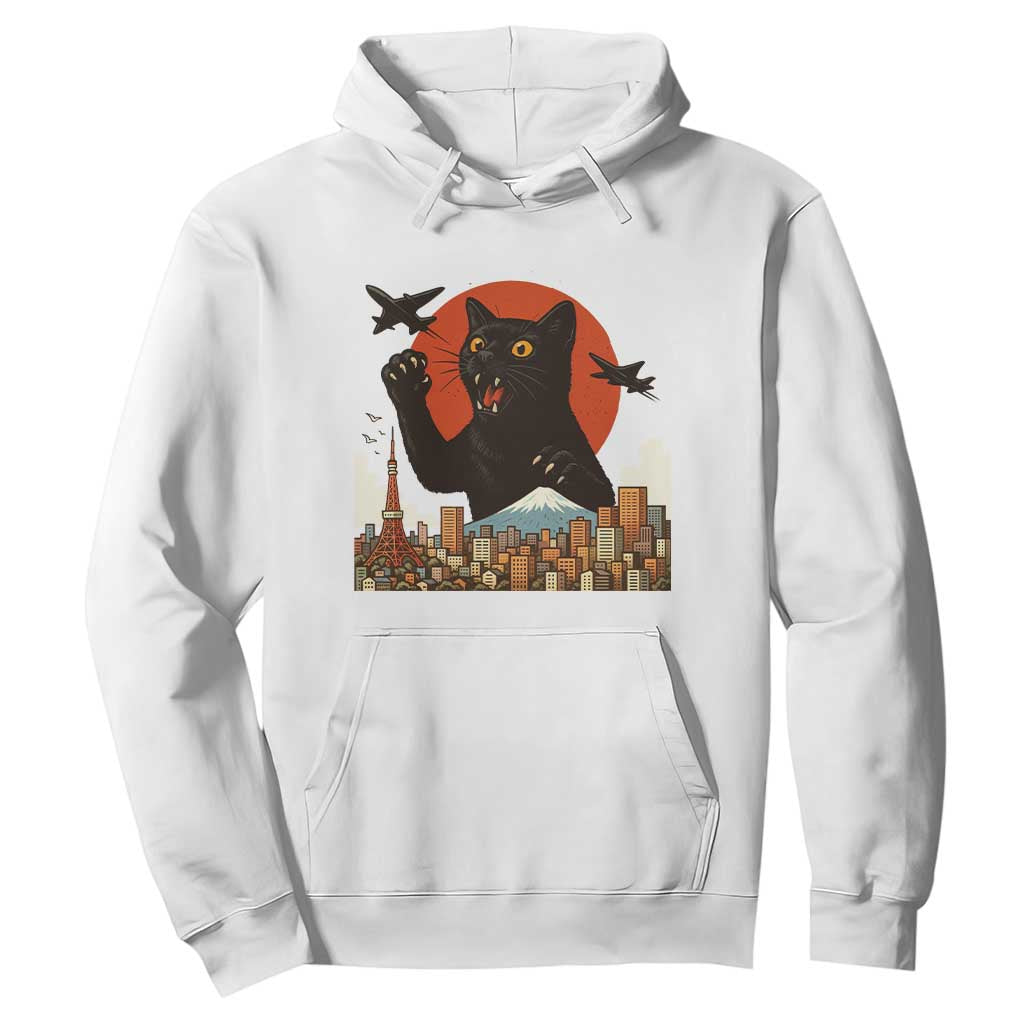 Funny Giant Cat Monster Roaring Tokyo Japan Hoodie TS12 White Print Your Wear