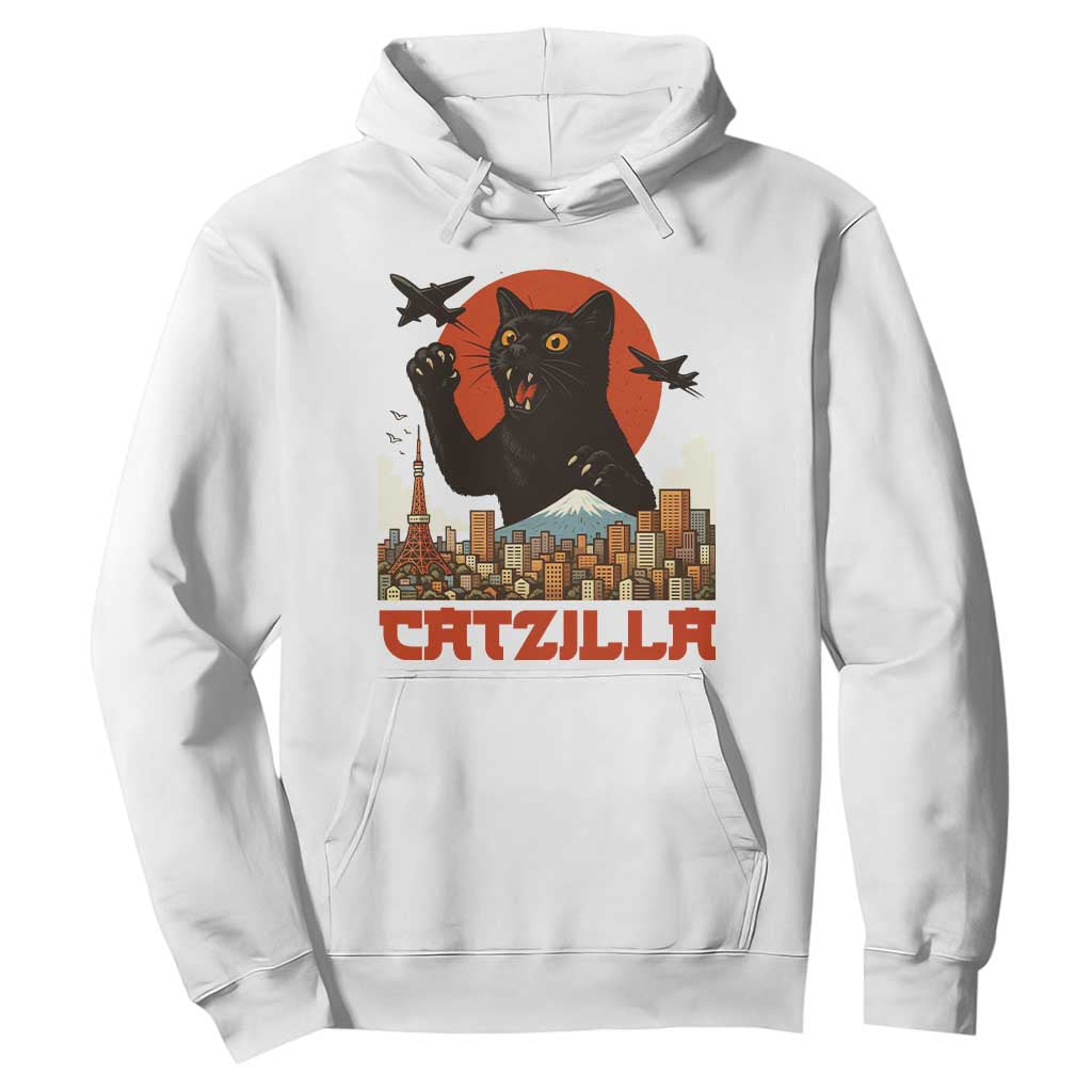 Catzilla Hoodie Funny Giant Cat Monster Roaring Tokyo Japan TS12 White Print Your Wear