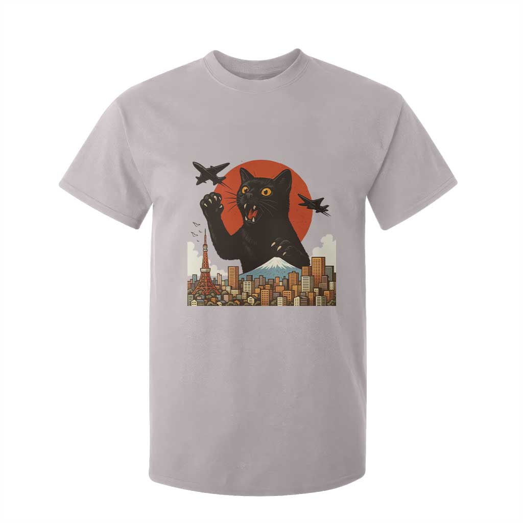Funny Giant Cat Monster Roaring Tokyo Japan T Shirt For Kid TS12 Ice Gray Print Your Wear