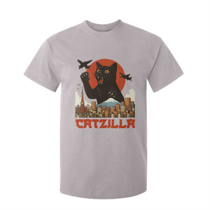 Catzilla T Shirt For Kid Funny Giant Cat Monster Roaring Tokyo Japan TS12 Ice Gray Print Your Wear