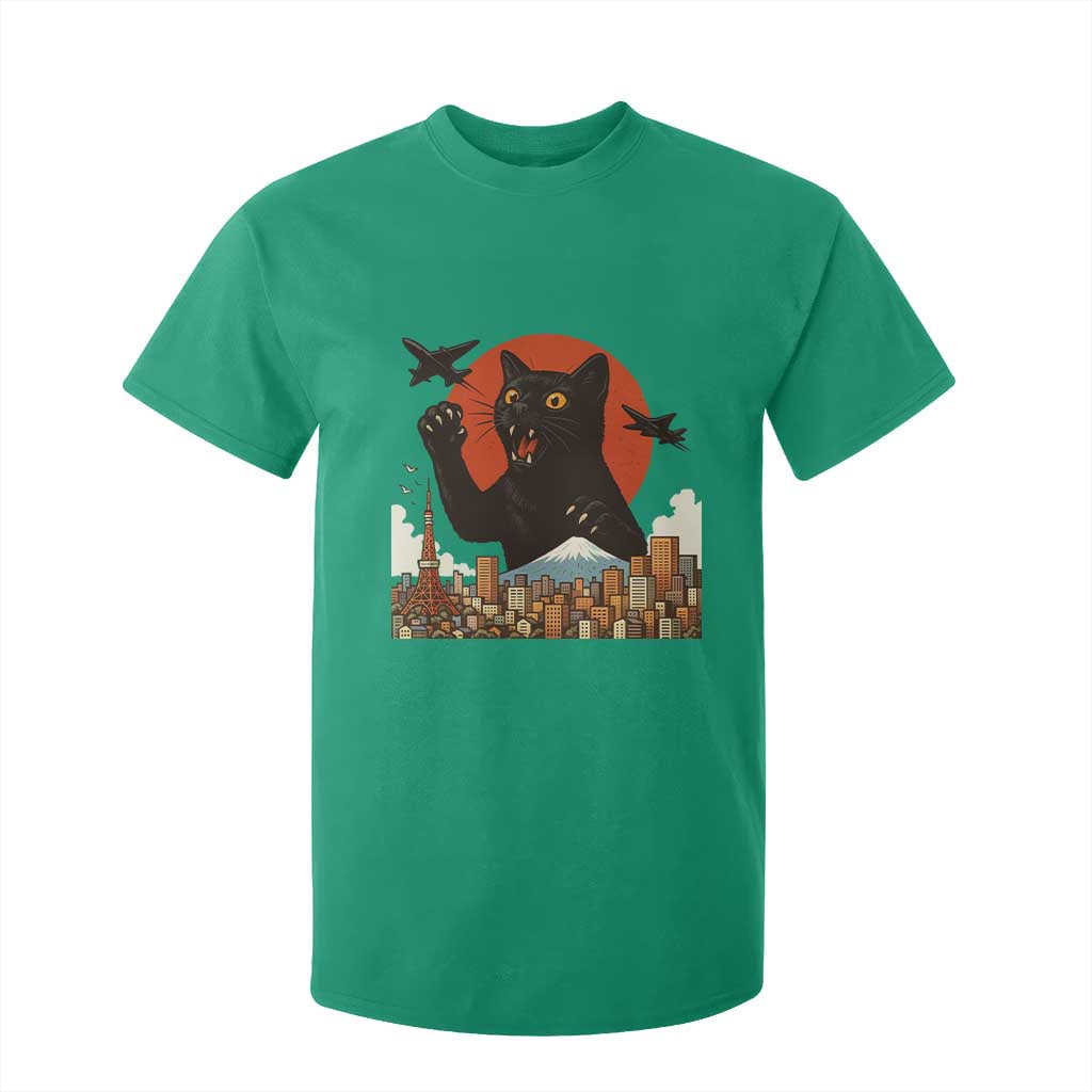 Funny Giant Cat Monster Roaring Tokyo Japan T Shirt For Kid TS12 Irish Green Print Your Wear