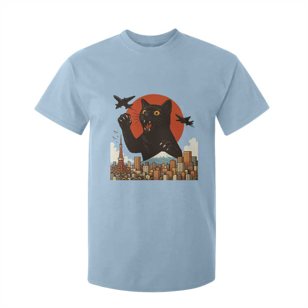 Funny Giant Cat Monster Roaring Tokyo Japan T Shirt For Kid TS12 Light Blue Print Your Wear