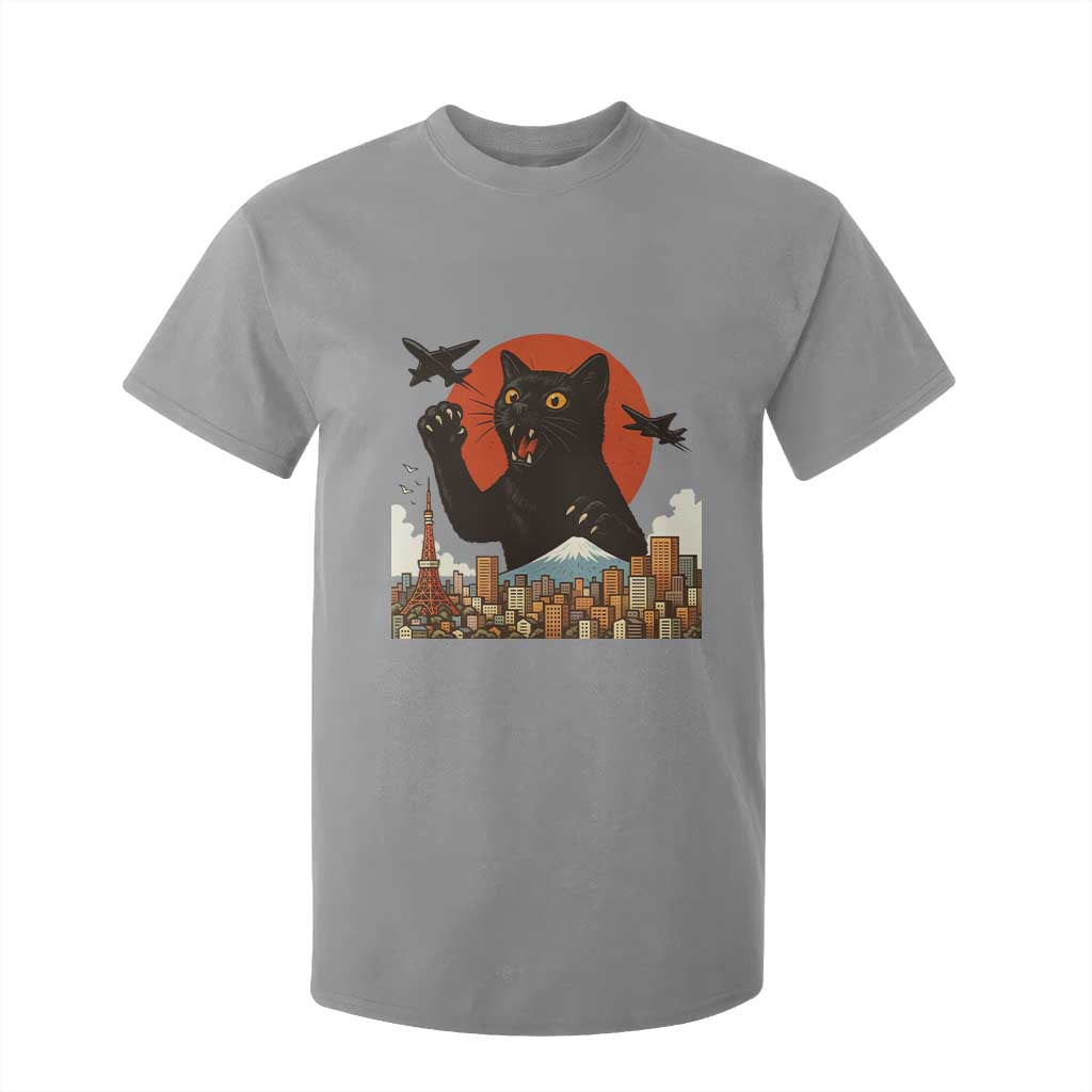 Funny Giant Cat Monster Roaring Tokyo Japan T Shirt For Kid TS12 Sport Gray Print Your Wear