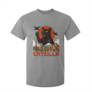Catzilla T Shirt For Kid Funny Giant Cat Monster Roaring Tokyo Japan TS12 Sport Gray Print Your Wear