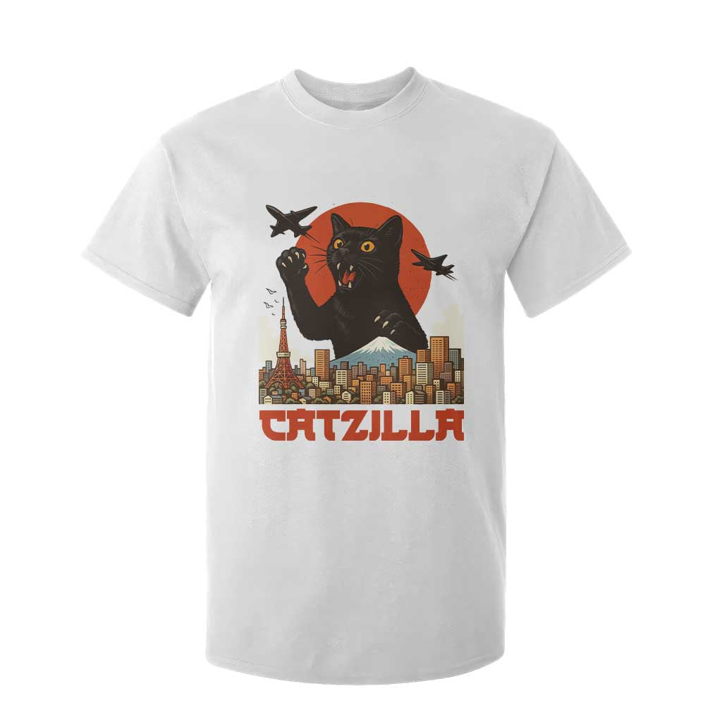 Catzilla T Shirt For Kid Funny Giant Cat Monster Roaring Tokyo Japan TS12 White Print Your Wear