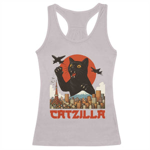 Catzilla Racerback Tank Top Funny Giant Cat Monster Roaring Tokyo Japan TS12 Ice Gray Print Your Wear