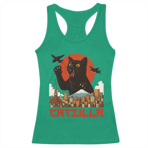Catzilla Racerback Tank Top Funny Giant Cat Monster Roaring Tokyo Japan TS12 Irish Green Print Your Wear