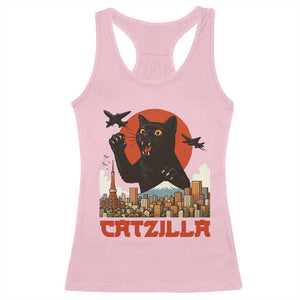 Catzilla Racerback Tank Top Funny Giant Cat Monster Roaring Tokyo Japan TS12 Light Pink Print Your Wear