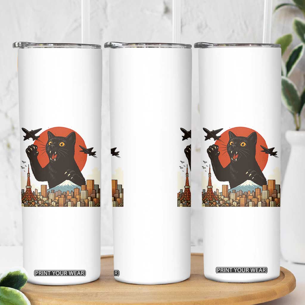 Funny Giant Cat Monster Roaring Tokyo Japan Skinny Tumbler TS12 Print Your Wear