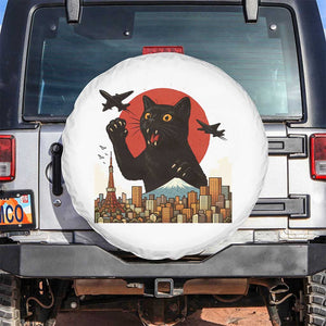 Funny Giant Cat Monster Roaring Tokyo Japan Spare Tire Cover TS12 No hole White Print Your Wear