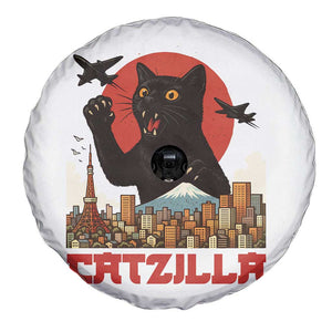 Catzilla Spare Tire Cover Funny Giant Cat Monster Roaring Tokyo Japan TS12 Print Your Wear
