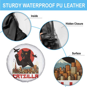 Catzilla Spare Tire Cover Funny Giant Cat Monster Roaring Tokyo Japan TS12 Print Your Wear